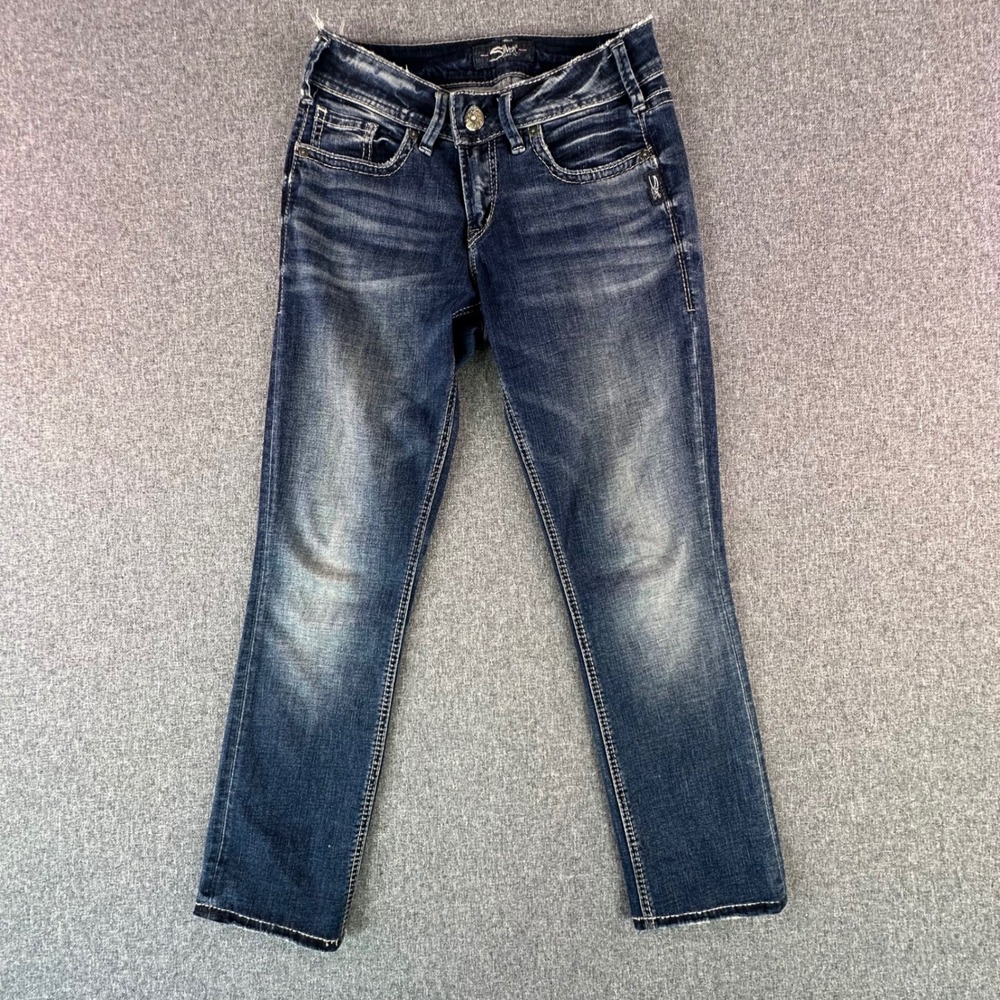 Silver Jeans Co. Jeans Womens 26 Elyse Straight Blue Whiskered L03403SSG453